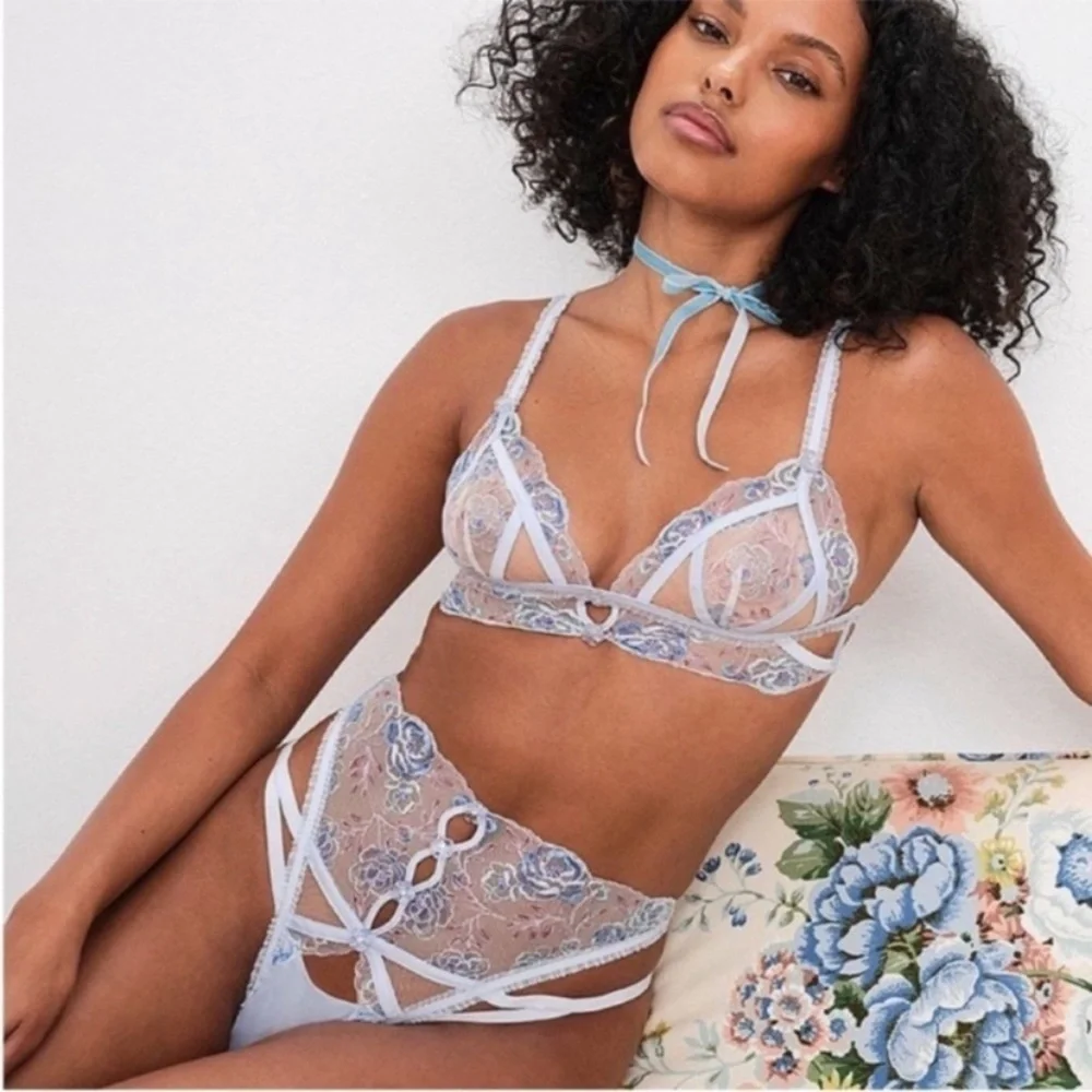 New! For love and lemons sorbet rose lace triangle bralette bra 1402
